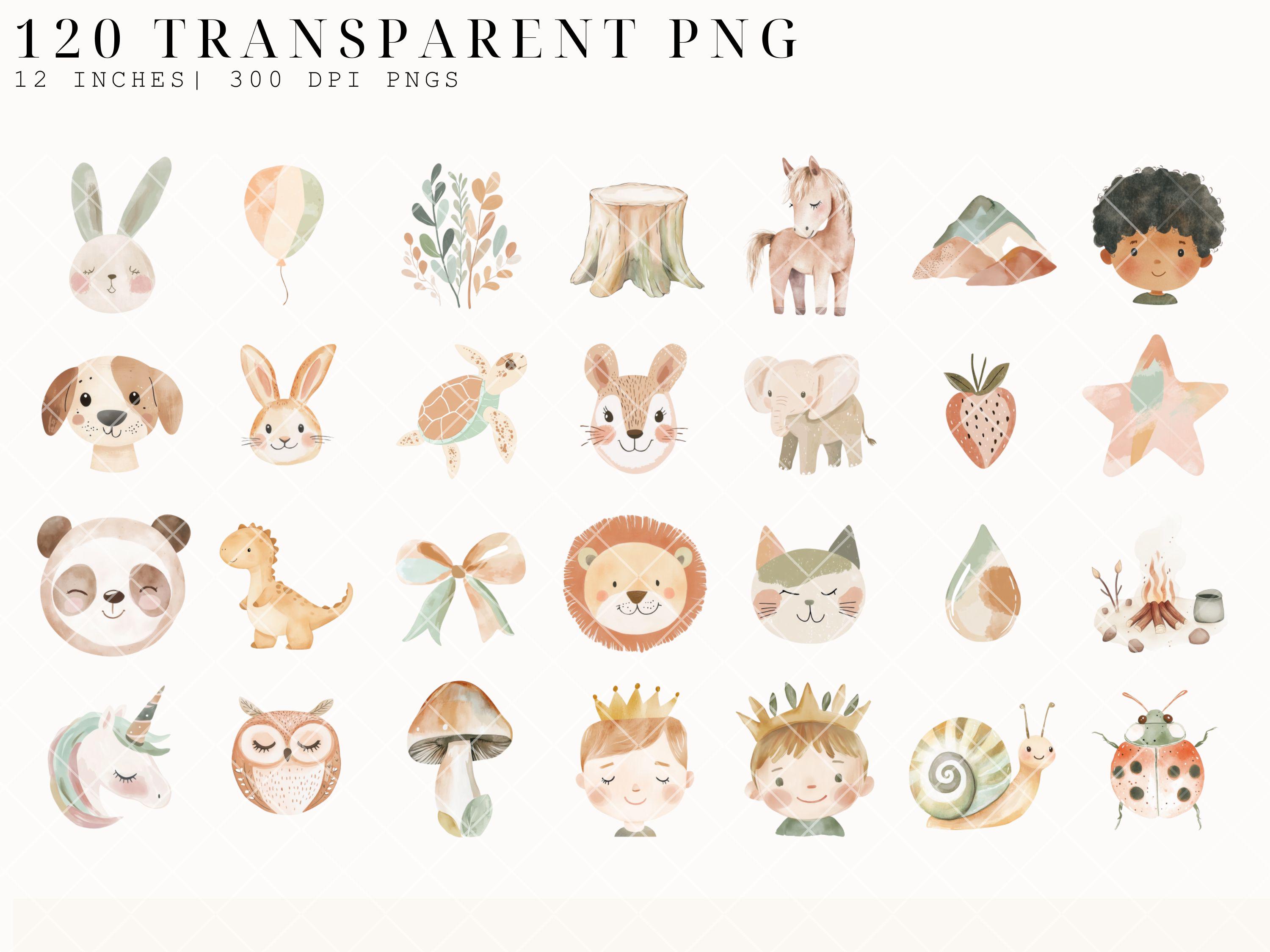 Boho Baby Watercolor Clipart, Nursery Animal Clip Art, Newborn Boho Kid ...