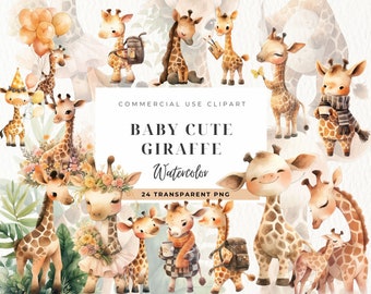 Baby Giraffe Nursery Clipart PNG, Baby Shower, Decorazione compleanno giungla, Giraffa carina acquerello, Animali della giungla, Uso commerciale, Safari Png
