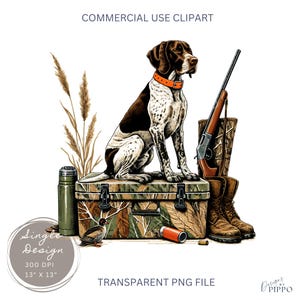 Hunting Dog Cooler PNG, Hunter Camo German Shorthaired Pointer PNG, Summer Outdoor Camping Sublimation Design, Instant Digital Download