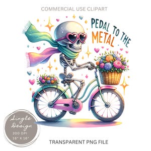 Pedal To The Metal PNG, Skelettbild, Halloween-Clipart-Dekor, lustige Aquarell gruselige Knochenwandkunst, Tag der Toten, wunderliche Fahrrad