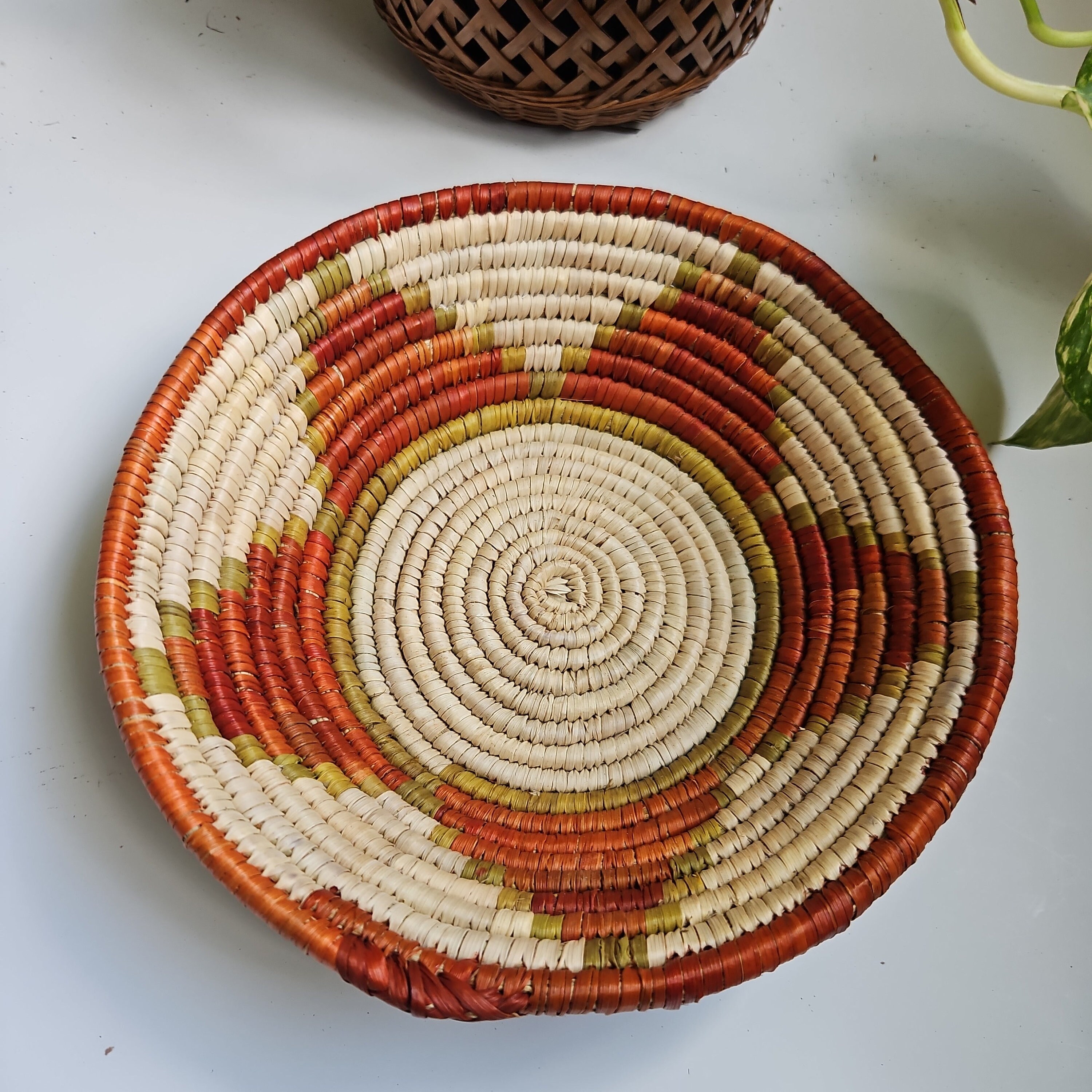Vintage Southwest Navajo Inspired Basket 8-10 Inches, Handwoven