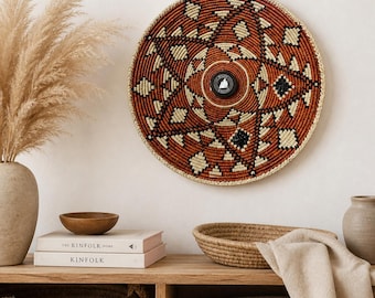 Cestas de ensueño auténticas de inspiración africana del suroeste Navajo, tejidas a mano. Tamaño aproximado: 34,5-36 cm.