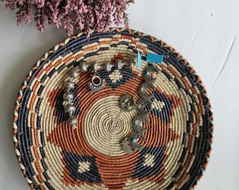 Handwoven Boho Basket |Natural Wicker Wall Decor | Rustic Table Centerpiece | African-Inspired Woven Basket | Artisan Handmade 11.5 to 12.5&quot;