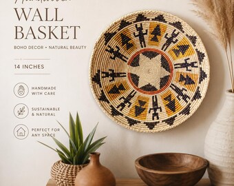 Cestas de ensueño auténticas de inspiración africana del suroeste Navajo, tejidas a mano. Tamaño aproximado: 34,5-36 cm.