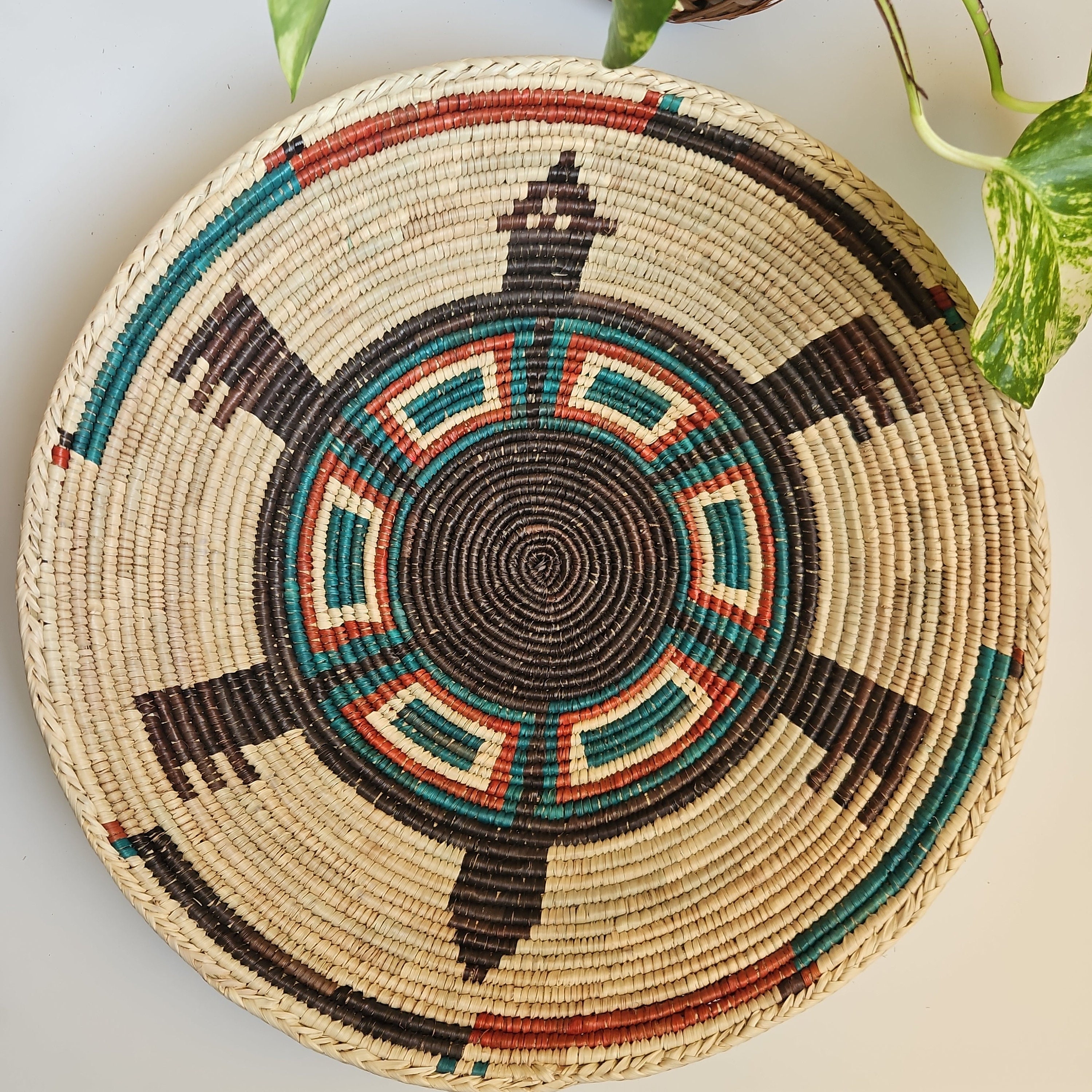 Authentic Southwest Navajo Inspired Woven Baskets | 13.5-14 Inch Approximate Size