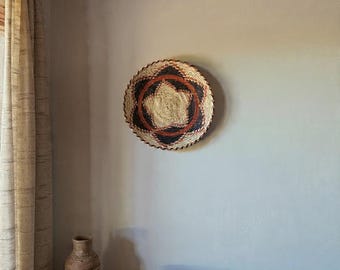 Cesta de mimbre tejida a mano / Centro de mesa bohemio, decoración de pared