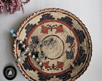 Handwoven Boho Basket |Natural Wicker Wall Decor | Rustic Table Centerpiece | African-Inspired Woven Basket | Artisan Handmade 11.5 to 12.5&quot;