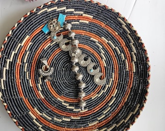 Handwoven Boho Basket |Natural Wicker Wall Decor | Rustic Table Centerpiece | African-Inspired Woven Basket | Artisan Handmade 11.5 to 12.5&quot;