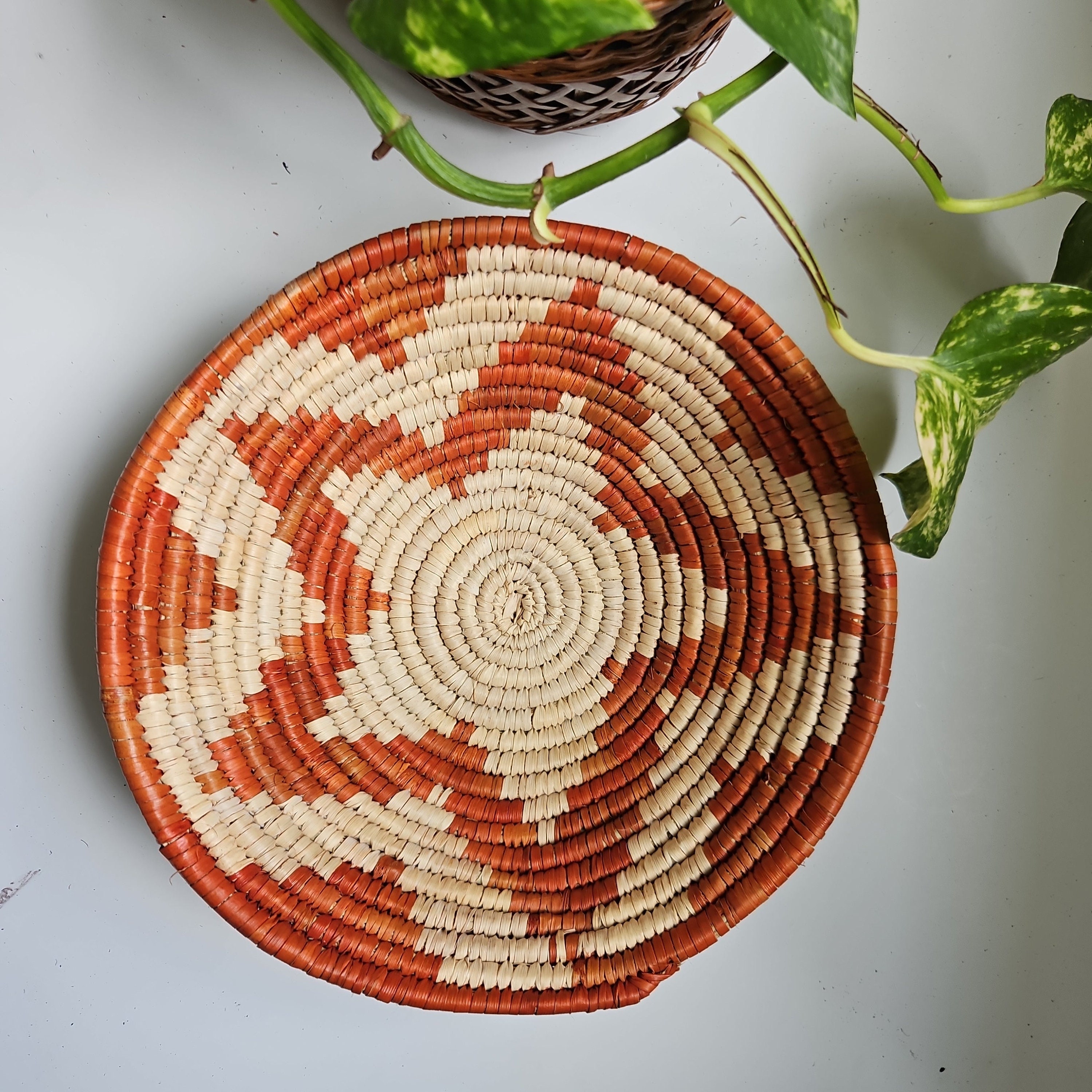 Vintage Southwest Navajo Inspired Basket 8-10 Inches, Handwoven