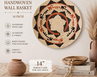 Cestas de ensueño auténticas de inspiración africana del suroeste Navajo, tejidas a mano. Tamaño aproximado: 34,5-36 cm.
