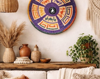 Cestas de ensueño auténticas de inspiración africana del suroeste Navajo, tejidas a mano. Tamaño aproximado: 34,5-36 cm.