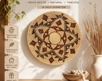 Cestas de ensueño auténticas de inspiración africana del suroeste Navajo, tejidas a mano. Tamaño aproximado: 34,5-36 cm.