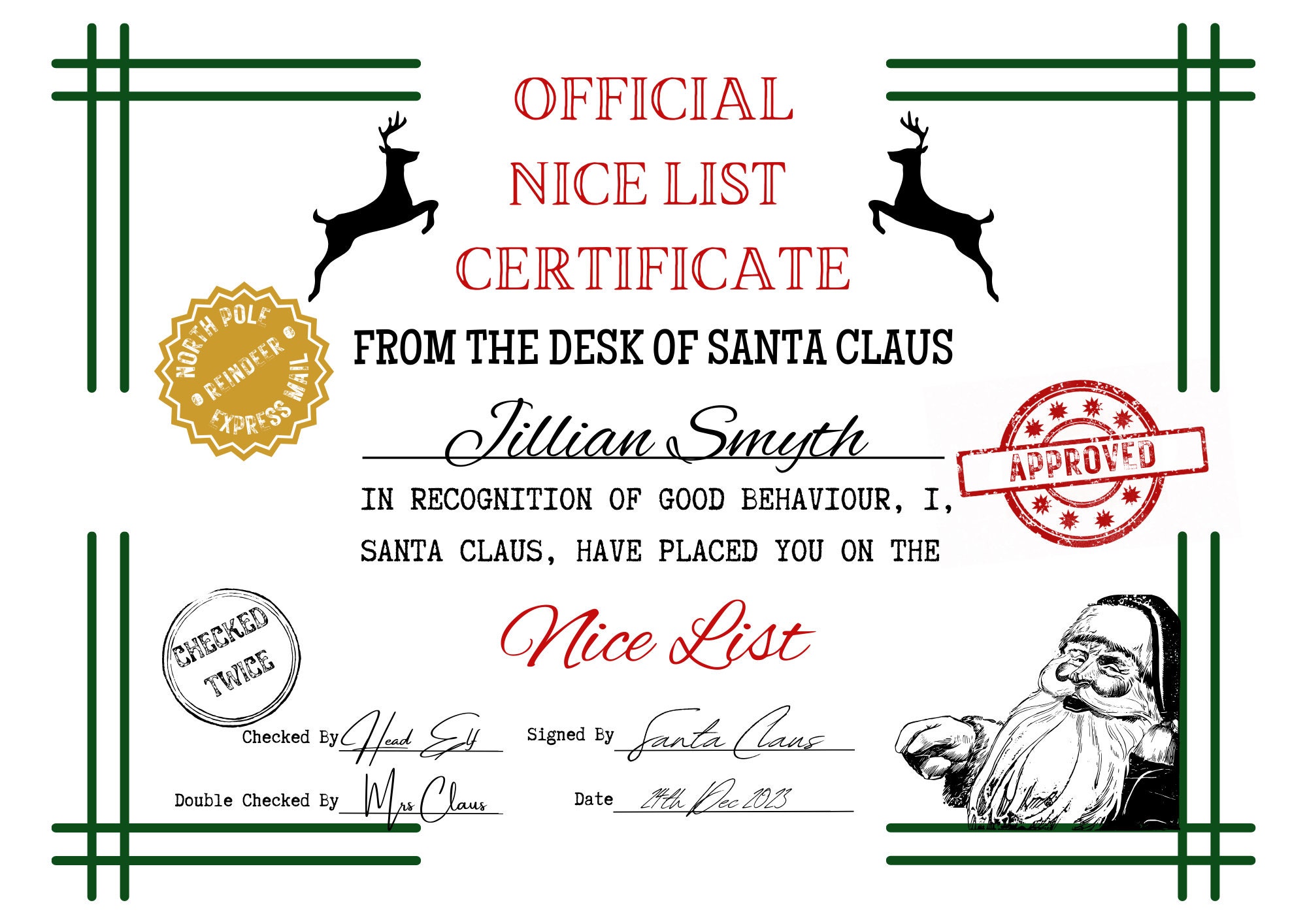 EDITABLE Nice List Certificate Custom Nice List Certificate Etsy