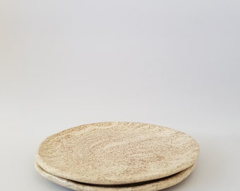 Ceramic plates, marled, handmade, round plate, set of 2