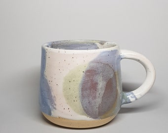 Ceramic coffee mug , stoneware speckled clay, multi color, handmade