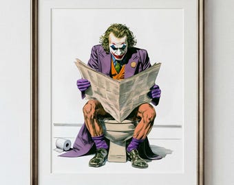Joker muurdecoratie | Toiletdecoratie | Grappig badkamercadeau | Downloadbare print