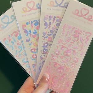Jolies feuilles d'autocollants décoratifs en ruban de confettis colorés pour cartes photo KPOP, scrapbooking et plus encore !