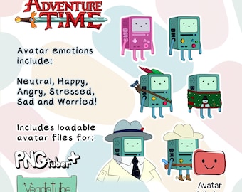 BMO TTS Companion & PNGTuber — BUNDLE | 6 Emotions with Blink — Veadotube and PNGTuber Plus Ready