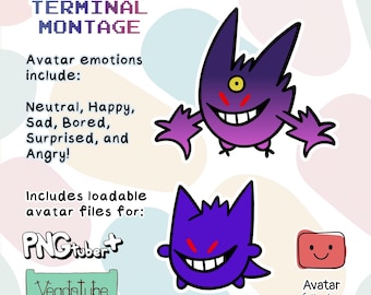 Gengar PNGTuber Avatar: 6 Emotions, Blink - Veadotube & PNGTuber Plus Ready