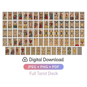 Marseille Tarot • Standard-Tarot Deck • JPEGs / PDFs / PNGs • Sofort-Download • Original Qualität