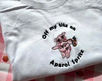 Embroidered Aperol Spritz Tee | Unisex Beer Garden Tshirt | Funny Embroidered Tshirt | Coacktail lover Tee | Funny Tshirts | Cute Baby Tee