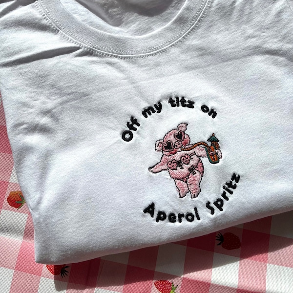 Embroidered Aperol Spritz Tee | Unisex Beer Garden Tshirt | Funny Embroidered Tshirt | Cocktail lover Tee | Funny Tshirts | Cute Baby Tee