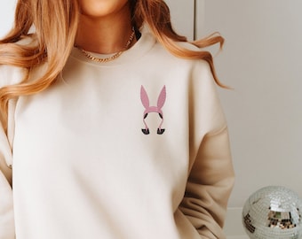 Bobs Burgers Louise Belcher Sweatshirt, Embroidered Cartoon Top, Louise Belcher Merch, Belcher Family Clothing, Bobs Burgers Movie Apparel