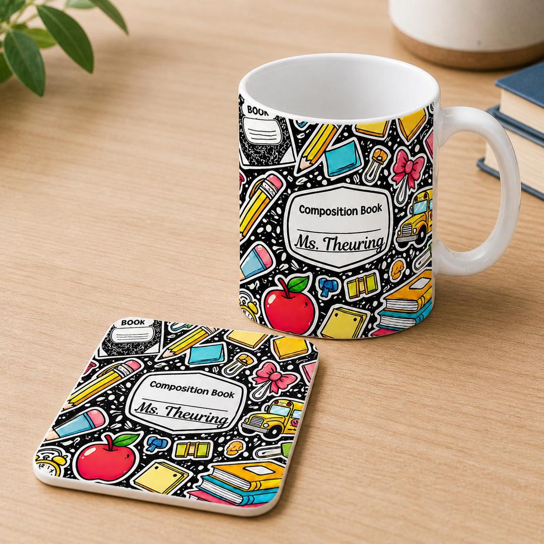 Personalized Teacher Gift Set | Custom Name Mug, Coaster & 20oz Skinny ...