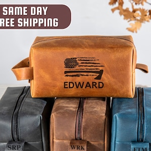 Personalized Leather Toiletry Bag Mens for Firefighter, Cute Firefighter Retirement Gift, Fire Academy Graduation Gift, First Responder Gift
