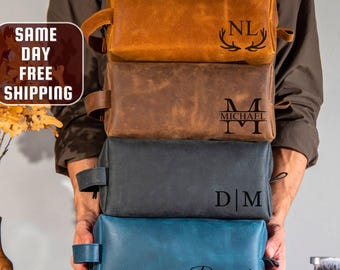 Groomsmen Gifts, Personalized Mens Leather Toiletry Bag,  Proposal Gifts Box, Wedding Gift, Wedding Favors, Best Man Gift, Christmas Gifts