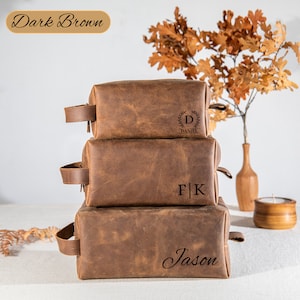 Christmas Gift for Men, Personalized Groomsmen Gifts, Handmade Leather Toiletry Bag, Custom Groomsmen Wedding Gift, Gift for Him, Anniversary Gift, Personalized Gifts, Gift for Husband Dad Man Boyfriend Graduation, Handmade Full Grain Cowhide, Xmas