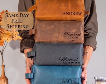 Graduation Gift, Personalized Leather Dopp Kit, Class of 2026, Graduation 2026, Gifts for Him, College Graduation, High School Graduate Gift