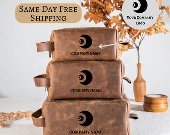 Holiday Gift For Employees, Corporate Gifts With Logo, Leather Dopp Kit, Gift for Clients, Gift For Colleagues, Christmas Appreciation Gift