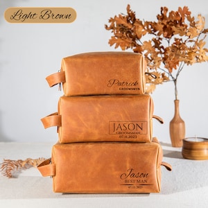 Christmas Gift for Men, Personalized Groomsmen Gifts, Handmade Leather Toiletry Bag, Custom Groomsmen Wedding Gift, Gift for Him, Anniversary Gift, Personalized Gifts, Gift for Husband Dad Man Boyfriend Graduation, Handmade Full Grain Cowhide, Xmas