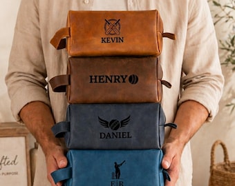 Personalized Cricket  Team Player Gifts, Custom Leather Dopp kit for Men,  Sports  Teacher Dad Gift, Back to School Gift for Him, Son