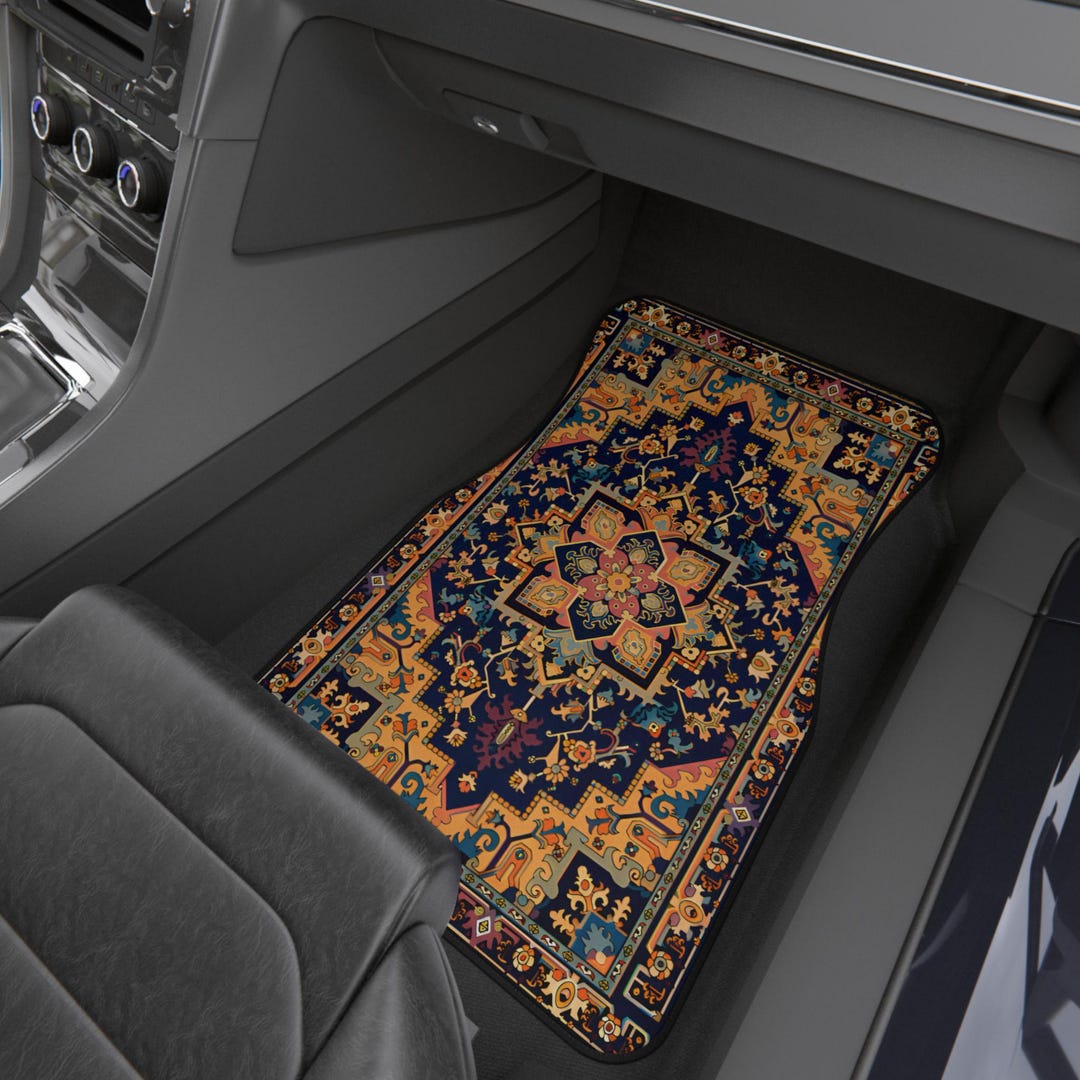 Persian Rug Car Mats, Boho Oriental Carpet Floor Mat, Vintage Kilim ...