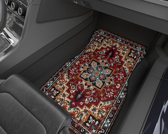 Alfombrillas persas vintage para coche, juego de 4 alfombras orientales, accesorios bohemios para vehículos.