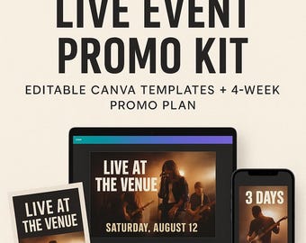 Live-promotiekit | Digitale download voor muzikanten, bands en zelfpromotie | Sjablonen en bijschriften voor sociale media