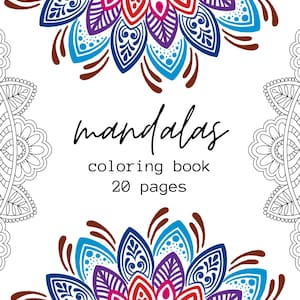 Mandala Coloring Book for Stress Relief | 20 Printable Mandala & Floral Pages | Mindful, Relaxing, Easy Pattern Coloring for Adults and Kids