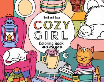 Hygge Coloring Pages Printable: 45 Hygge Home Illustrations (Digital Download)
