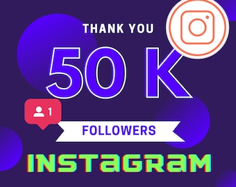 Lifetime Instagram 50K Followers, Boost Your Social Media Presence, Social Media Templates, High Quality, 50.000 followers