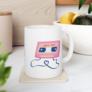 Valentijnsdag gemengde tape mok, Valentijnsdag cadeau, Valentijnsdag mok, gemengde tape, Valentijnsdag, Valentijnsdag cadeau idee, liefdeslied cadeau