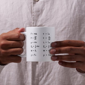 Physics Equations Mug 11 oz | Physics Gift, Science Mug, Quantum Physics, Professor Gift, Teacher Gift, Newton&#39;s Law, Matter, Science Gift