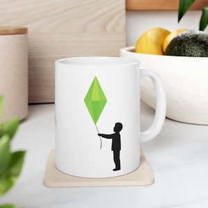 The Sims Player Plumbob Ballon Mug, The Sims, Gamer Mug, Gift for The Sims Gamer, Plumbob Gift, Simlish, Video Game Gift
