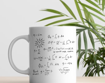 Physics Equations Mug 11 oz | Gravitational Law, Science Gift, Professor Gift, Professor Mug, Physics Student, Science Mug, Teacher Gift