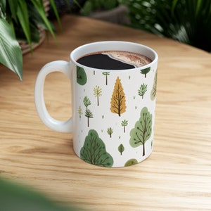 Graphic Forest Mug, Graphic Tree Mug, Tree Mug, Forest Mug, Boho Mug, Nature Lover Gift, Cozy Gift, Wilderness Gift, Wilderness Mug, Forest