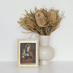 Postkarte. Jungfrau mit Kind. Madonna mit Kind. Ukrainische Volksikone. 19 Jh.