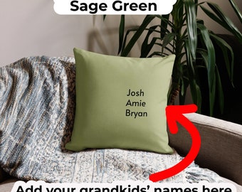 Personalized Grandkid Name Premium Throw Pillow - The Perfect Heartfelt Gift for Grandmothers - Custom Couch Decor