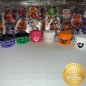 3D printed Inspired Mini Halloween Buckets McSpooky Buckets: Witch, Ghost, Goblin, Pumpkin & Boo - Mini Halloween Fun, Custom cup lids