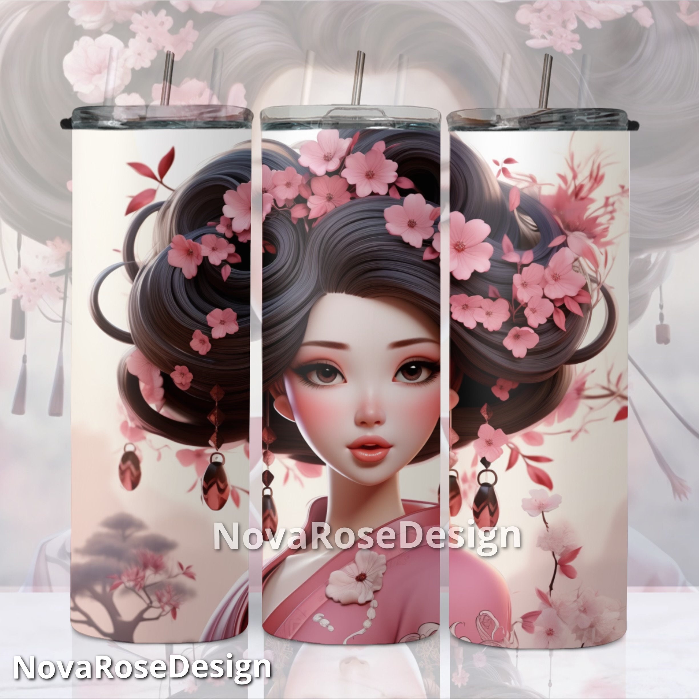 GEISHA WRAPPING PAPER Thick Wrapping Gift Wrap Japanese Cultural Fans Lotus  Sakura Cherry Blossom Christmas Birthday 19x27 
